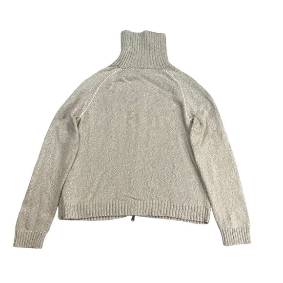 Christopher & Banks Sweater Womens Medium Oatmeal Turtleneck Full Double Zip - Picture 9 of 16